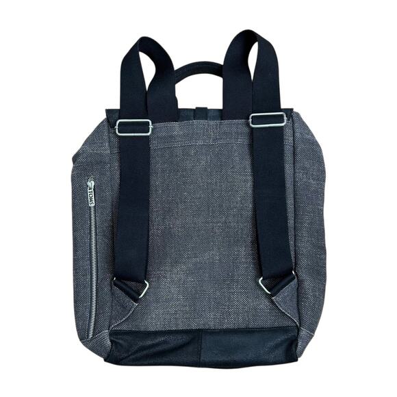 TOMS Black Leather Canvas Caravan Backpack main image 10